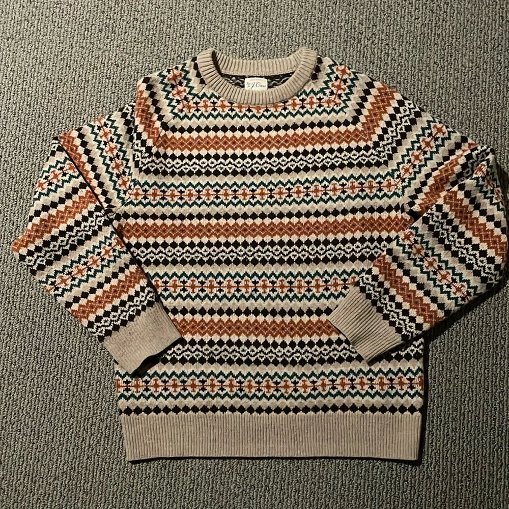 Men’s Jcrew lambs wool sweater size M fair isle. Excellent condition